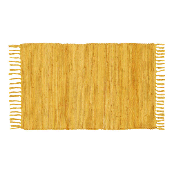 Gracie Oaks Nahjai Handmade Flatweave Cotton Yellow Machine Washable